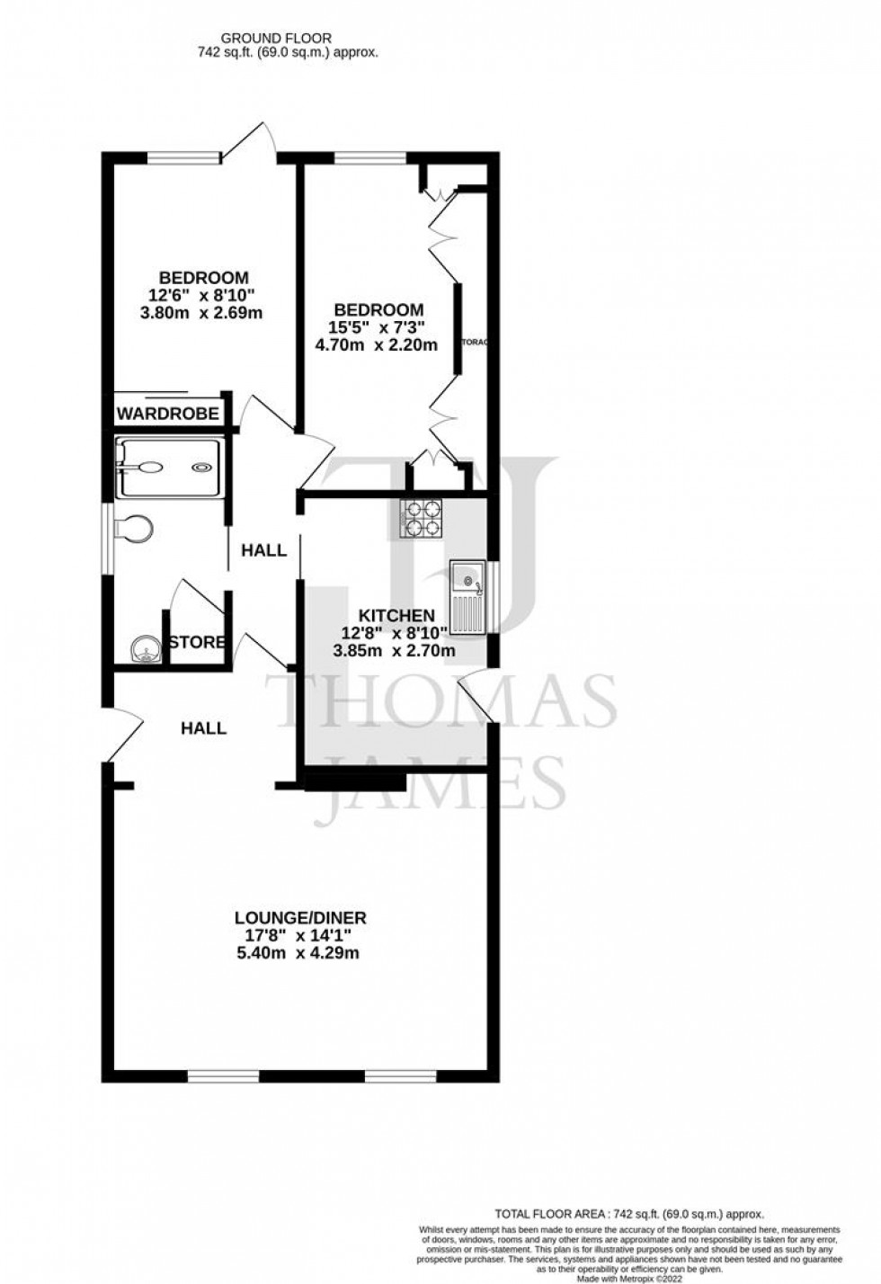 Floorplan for Fairham Close, Ruddington, Nottingham