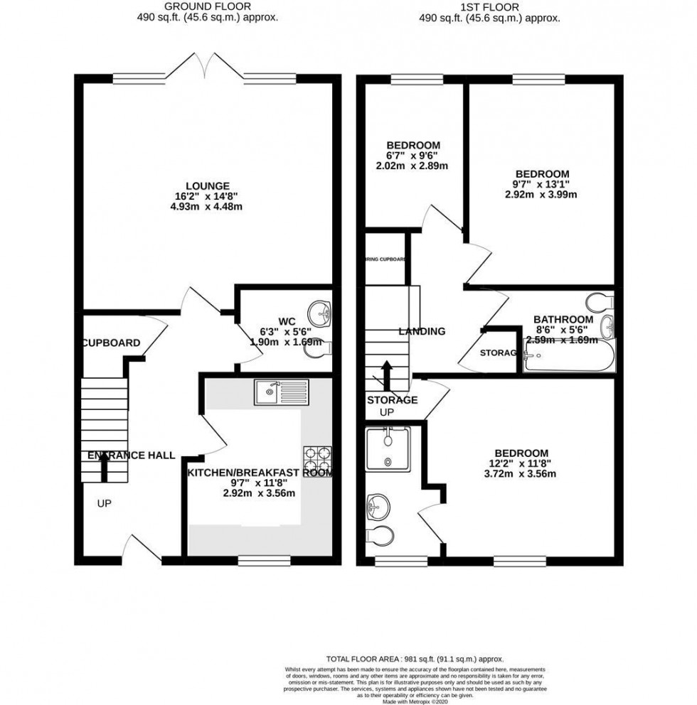 Floorplan for Bluebell Avenue, Cotgrave, Nottingham