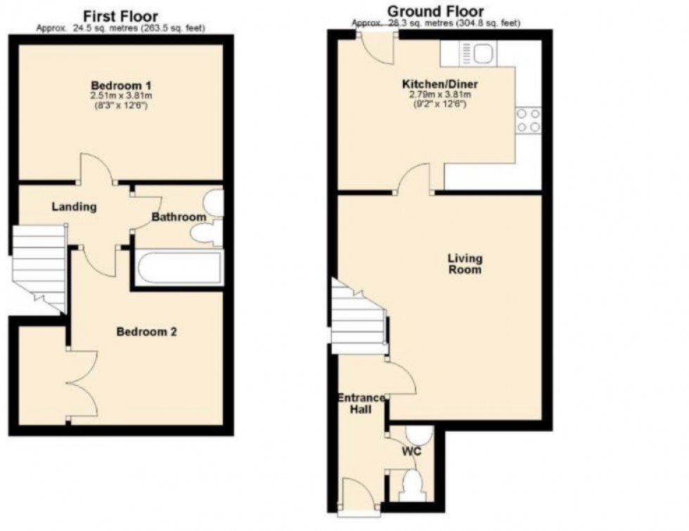 Floorplan for Martin Crescent, Ruddington, Nottingham