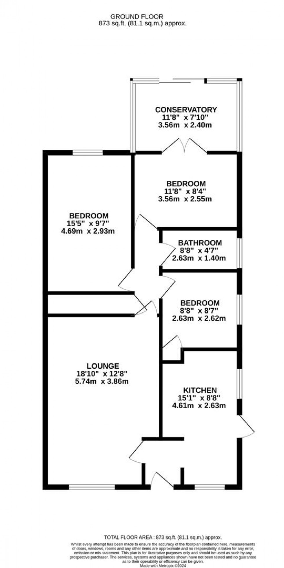 Floorplan for Brookthorpe Way, Silverdale, Nottingham